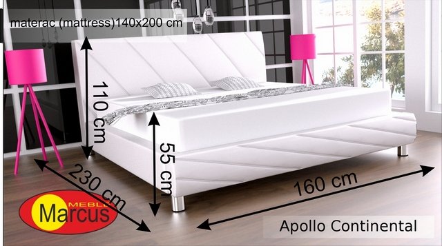 łóżko apollo kontynentalne 140x200 cm