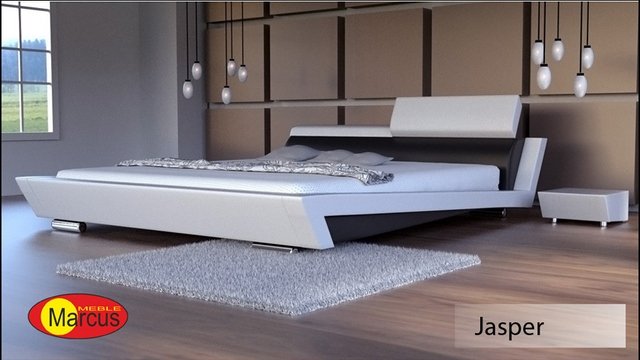 Łóżko z tkanny nowoczesne Jasper biało czarne