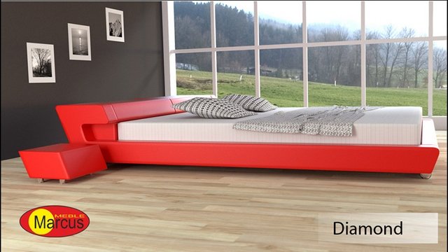łóżko czerwone tapicerowane Diamond nowoczesne
