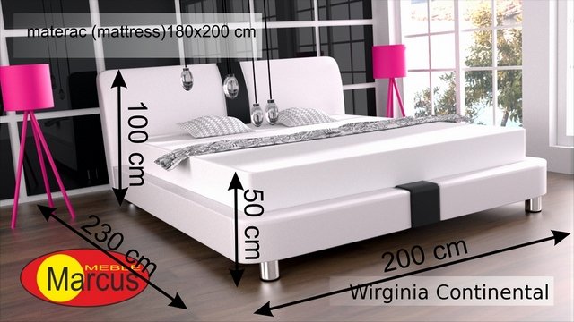 łóżko kontynentalne wirginia 180x200 cm